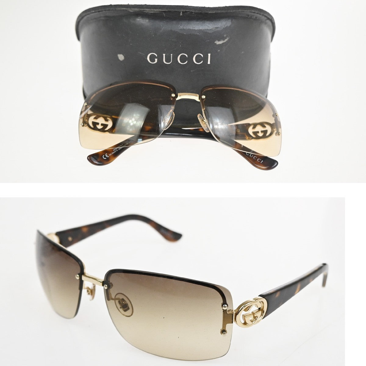 GUCCI GG Sunglasses GG 2804/F/S/ Eye Were Plastic Metal Black Brown 07TA617