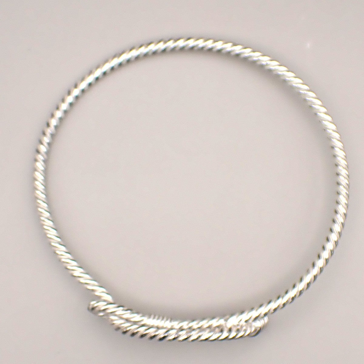 HERMES Logo Twisted Rope Knot Bracelet Bangle Silver 680LC634