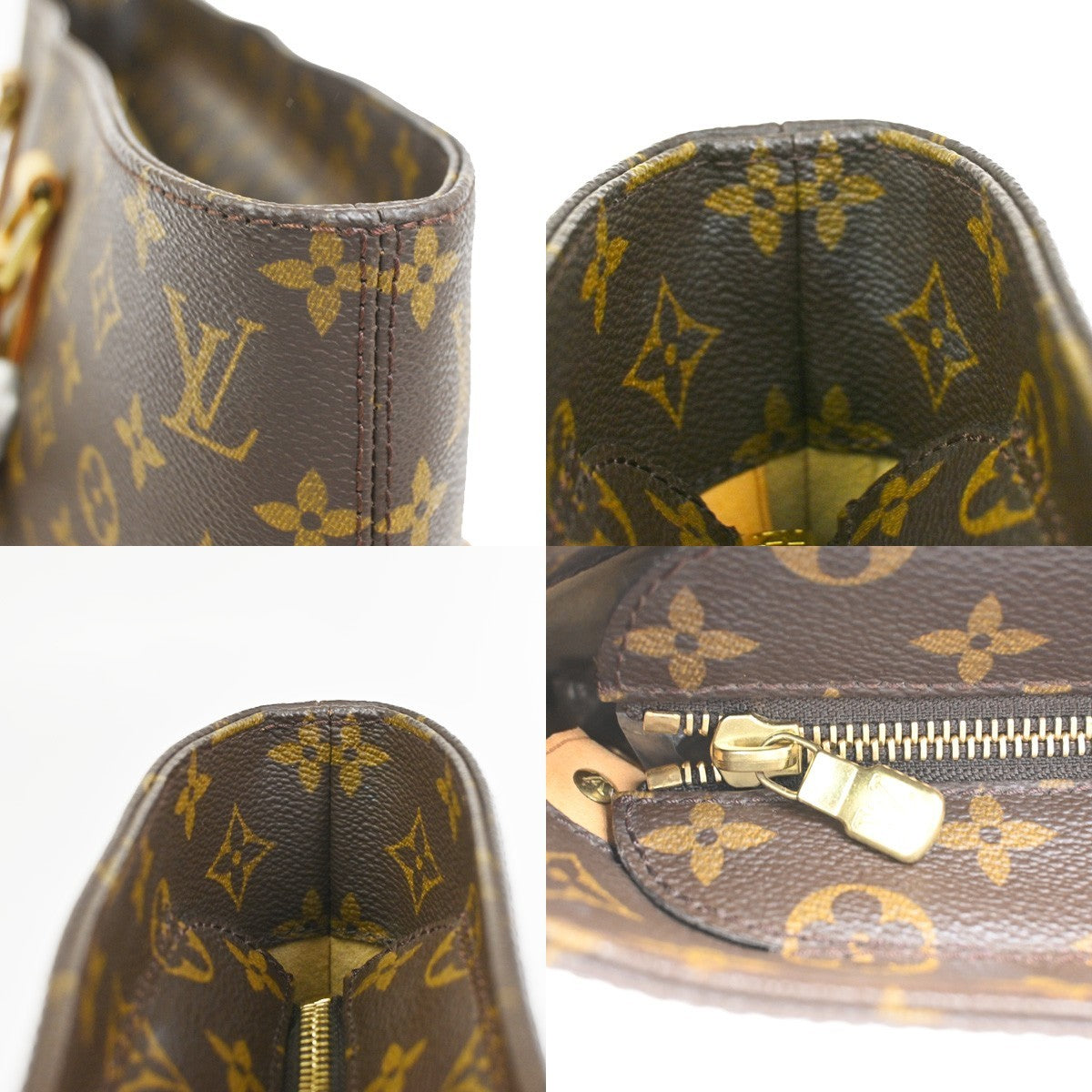 LOUIS VUITTON Logo Luco Shoulder Tote Bag Monogram Leather Brown M51155 77CA904