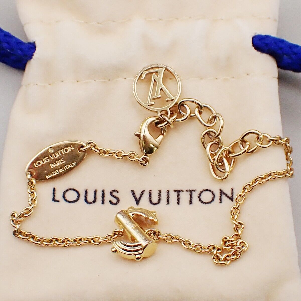 LOUIS VUITTON LV & ME S Chain Bracelet Gold-Plated Italy M67176 64YG574