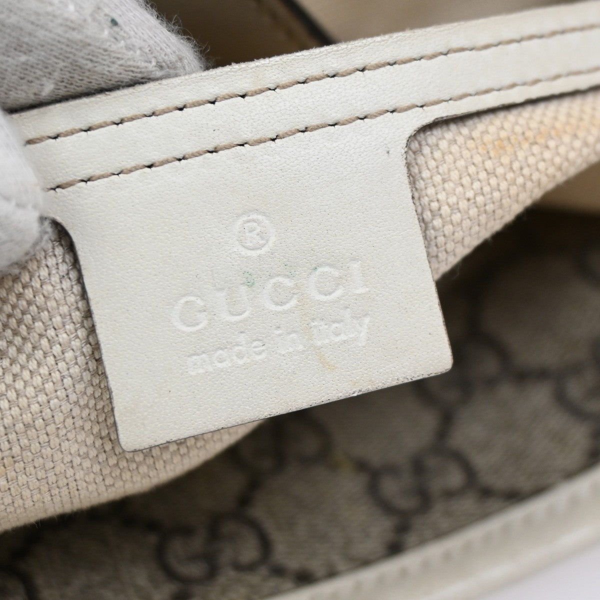 GUCCI Logo GG Pattern Shoulder Tote Bag Supreme Leather Beige Italy 61KB904