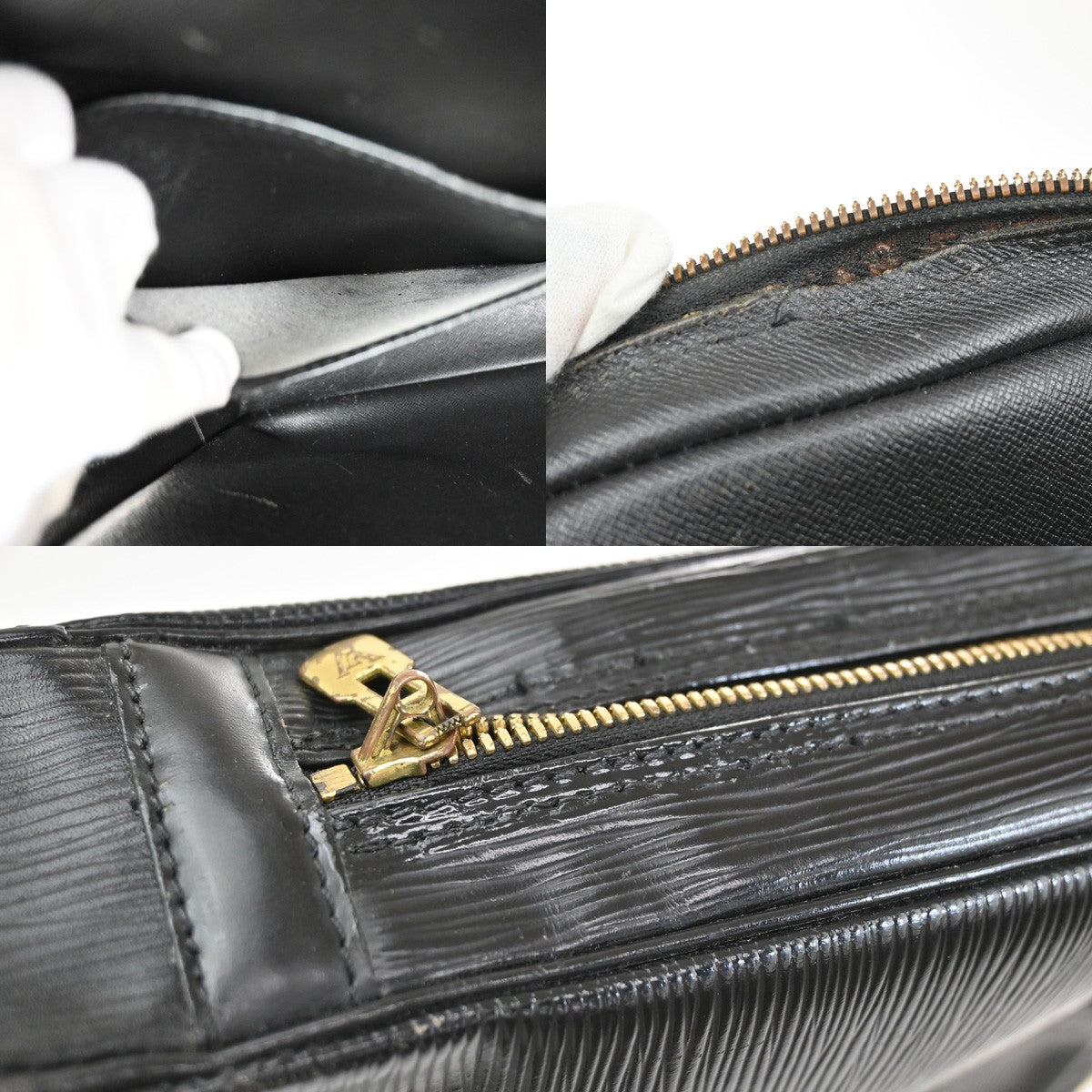 LOUIS VUITTON Porte Documents Voyage Briefcase Hand Bag Epi Black M54472 05YH375