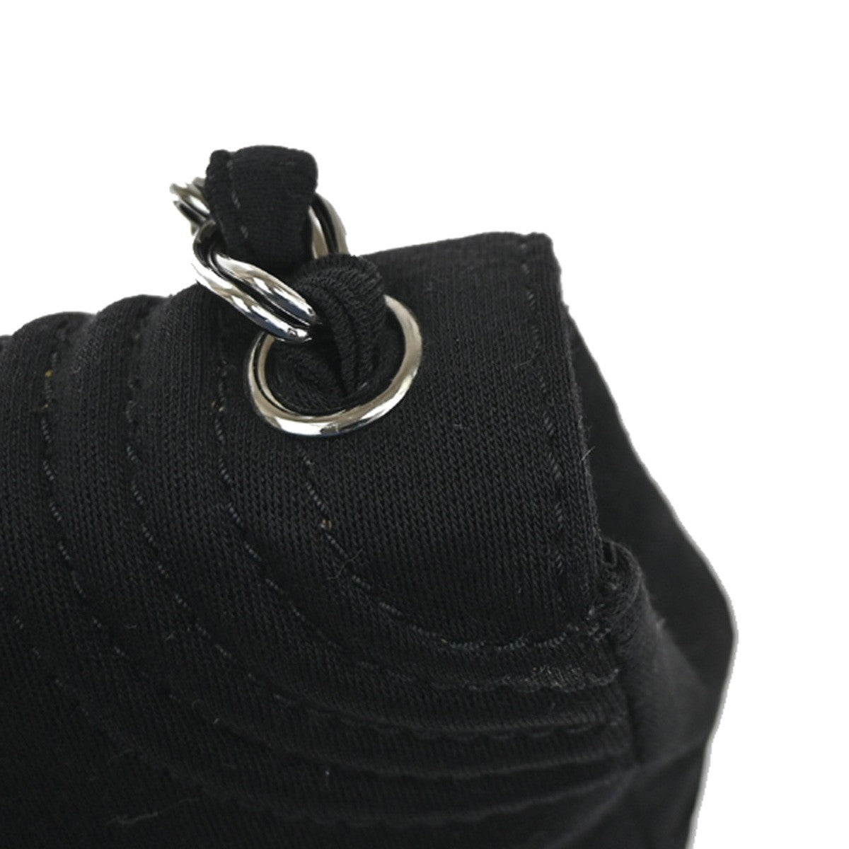 CHANEL CC Logo Jersey Chain Shoulder Bag Canvas Leather Black SHW Italy 678RL975