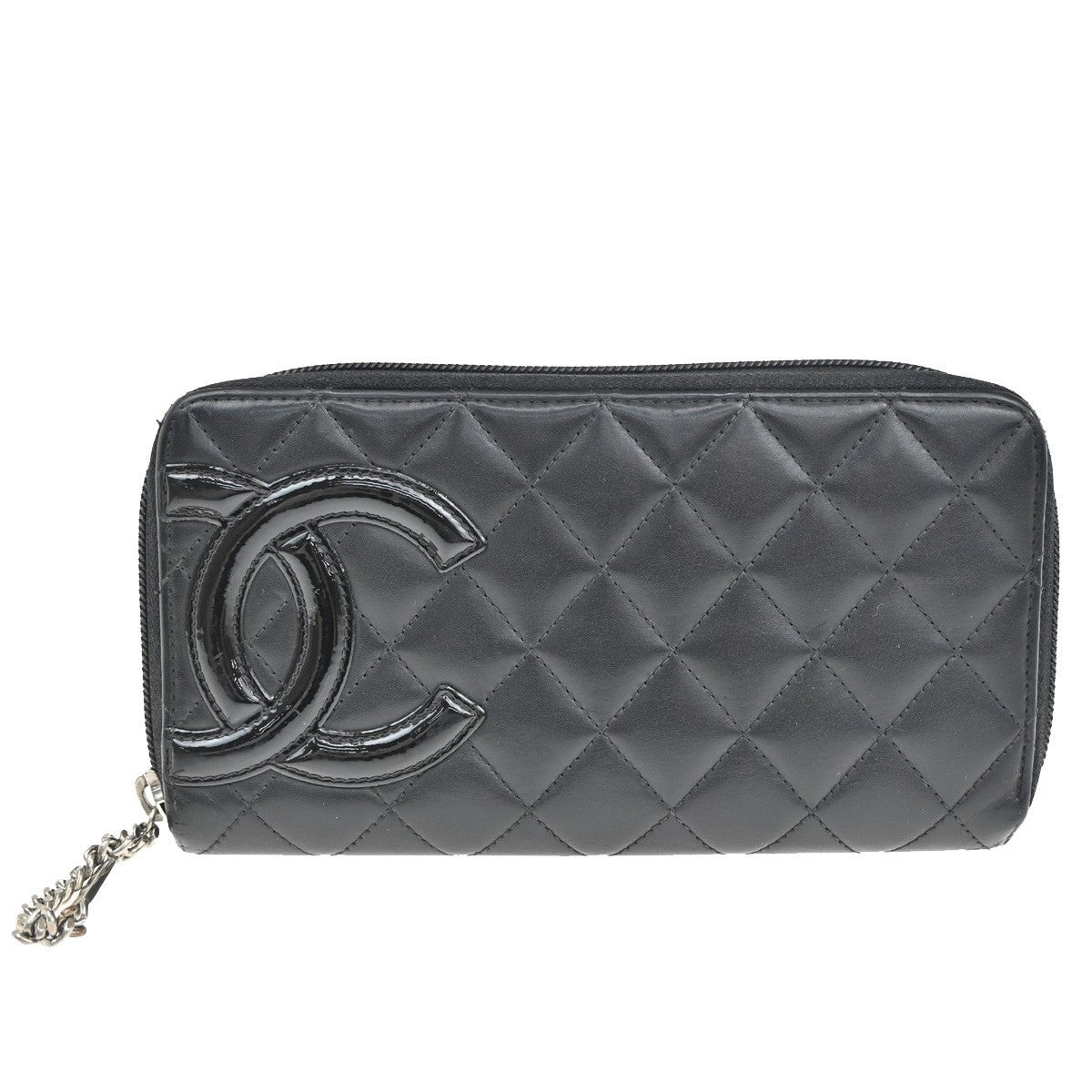 CHANEL CC Cambon Zipper Long Bifold Wallet Purse  Leather Black SHW 62RL580