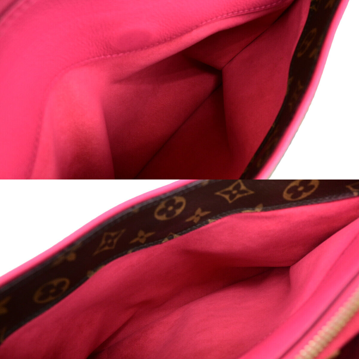 LOUIS VUITTON Pallas 2Way Hand Bag Monogram Leather Brown Pink M41147 51RK715