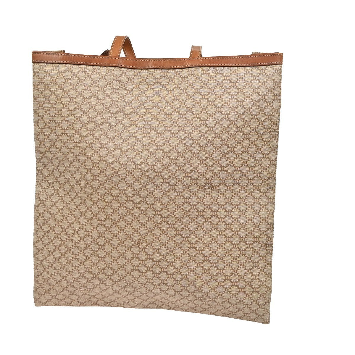CELINE Logo Macadam Pattern Shoulder Bag PVC Leather Beige GHW Italy 60KC920
