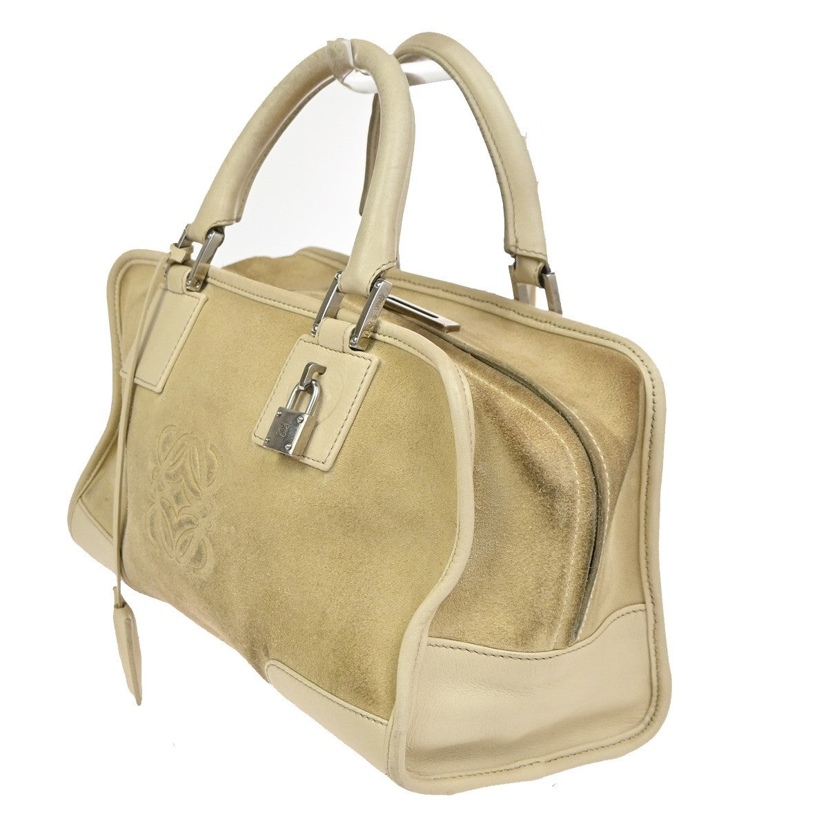 LOEWE Anagram logo Amazona 28 Handbag Suede Leather Beige Spain SHW 38CA785