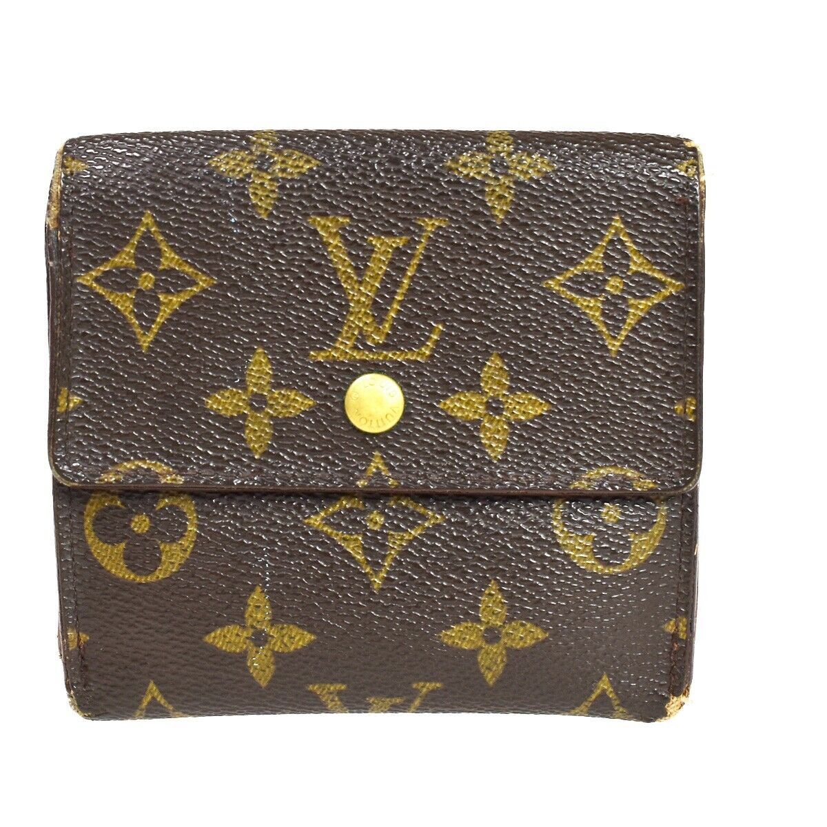 LOUIS VUITTON 2 Set Bifold Trifold Wallet Purse Monogram Leather Brown 01YA947