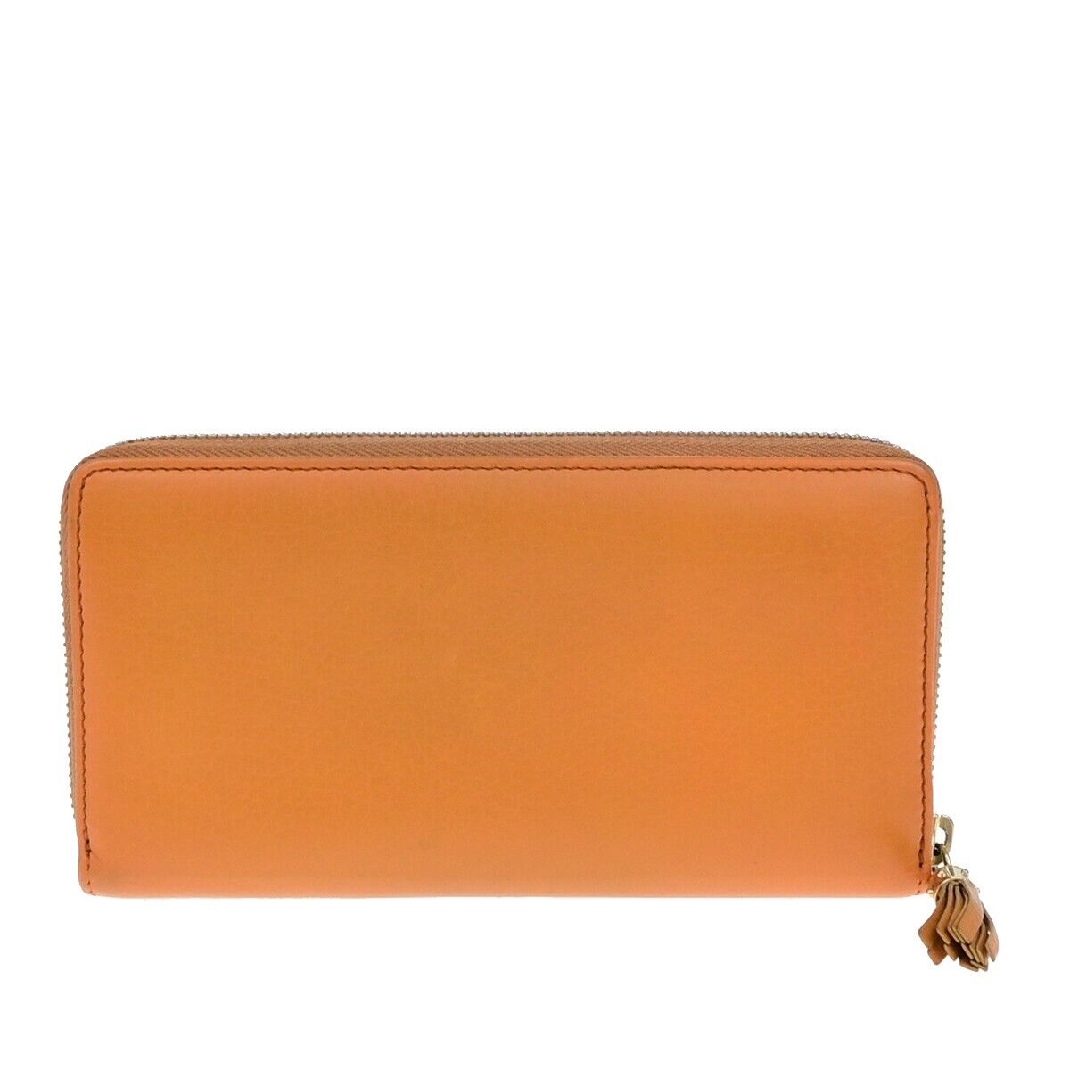 GUCCI Logo Interlocking GG Tassel Long Zipper Wallet Leather Orange GHW 38ED996