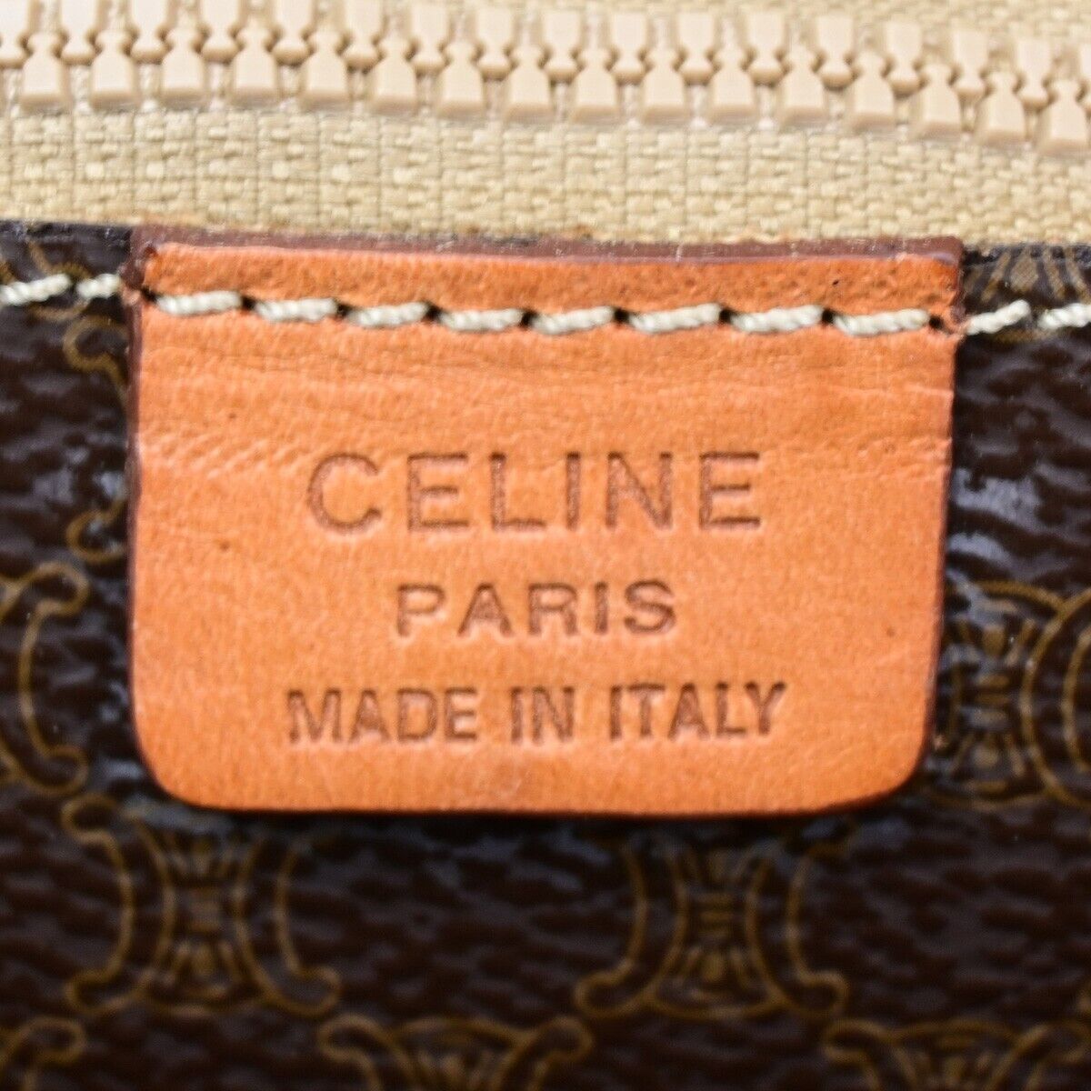 CELINE Logo Macadam Pattern Shoulder Tote Bag PVC Leather Brown Italy 65SH798
