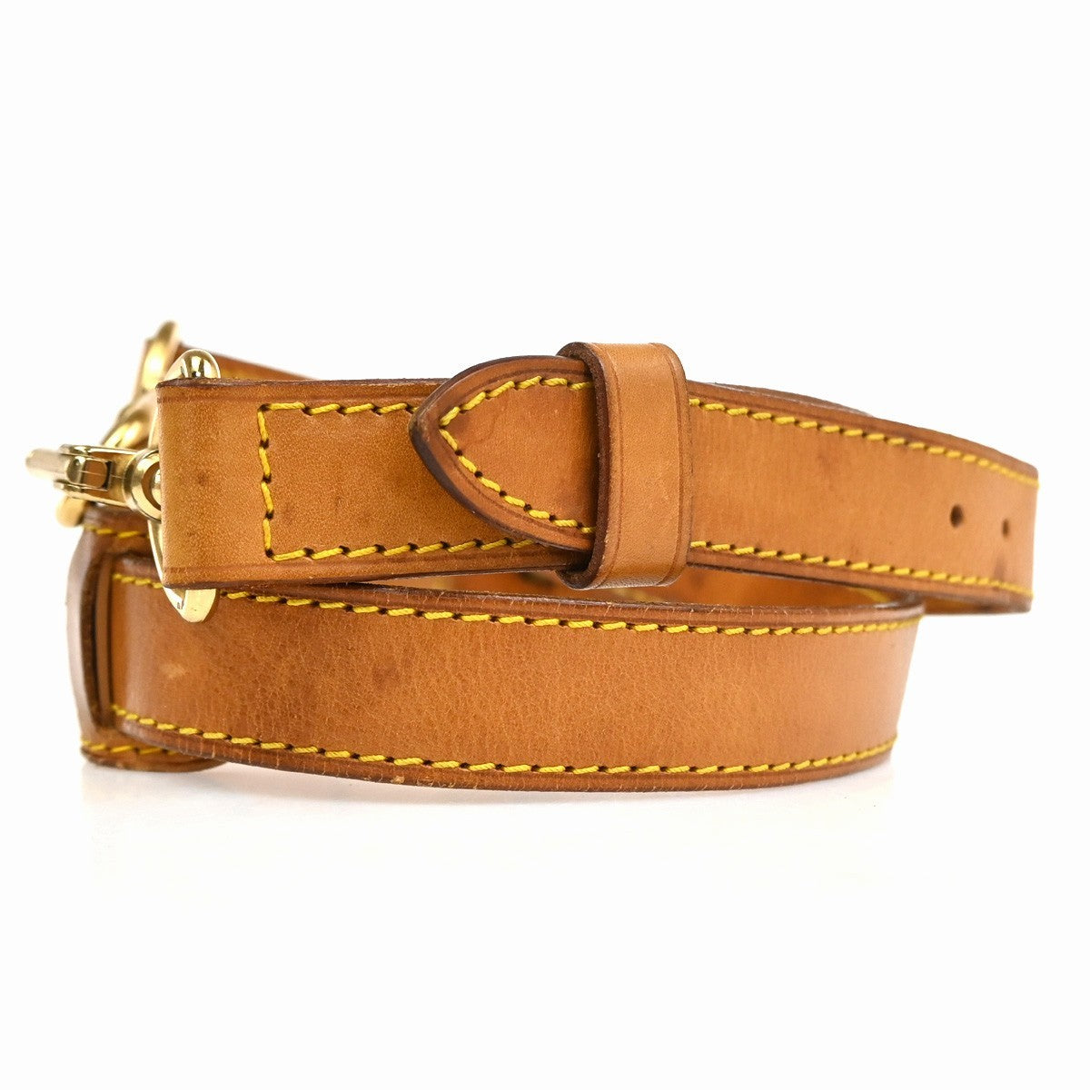 LOUIS VUITTON Logo Shoulder Bag Strap & Pad Adjustable Leather Brown GHW 05TA630