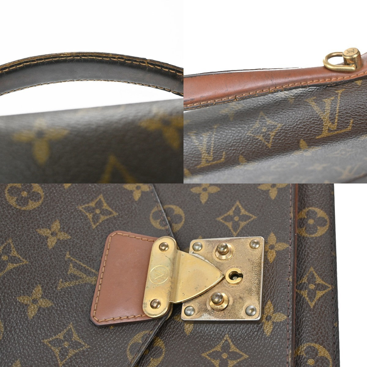 LOUIS VUITTON Monceau 28 Hand Bag Monogram Leather Brown France M51185 39KB573