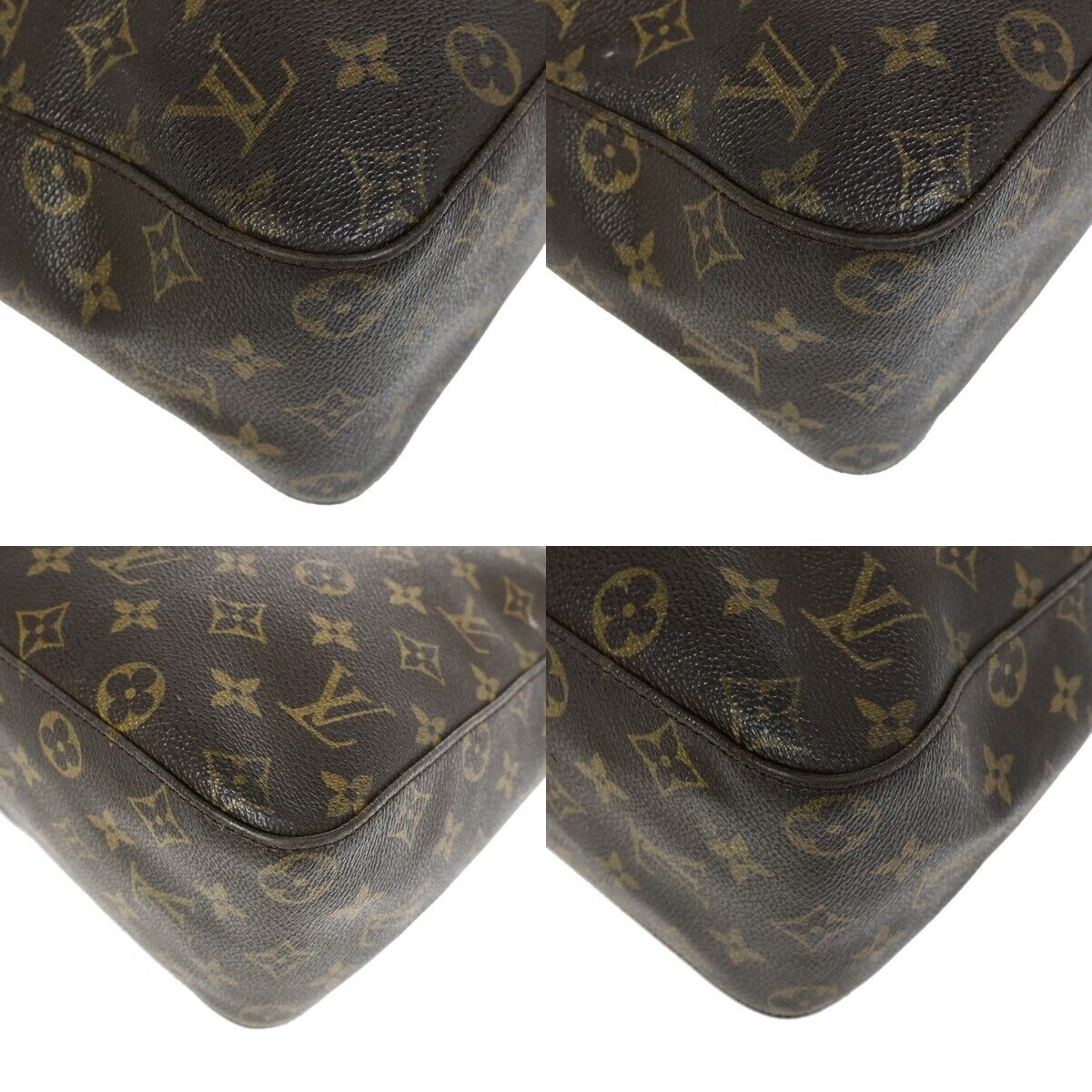 LOUIS VUITTON Logo Looping GM Shoulder Bag Monogram Leather Brown M51145 36EB697