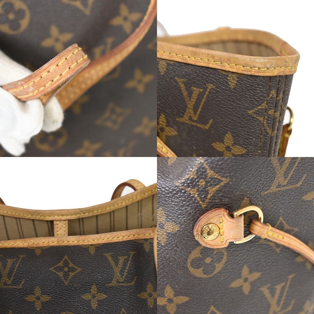 LOUIS VUITTON Neverfull MM Shoulder Tote Bag Monogram Leather BN M40156 99HB690