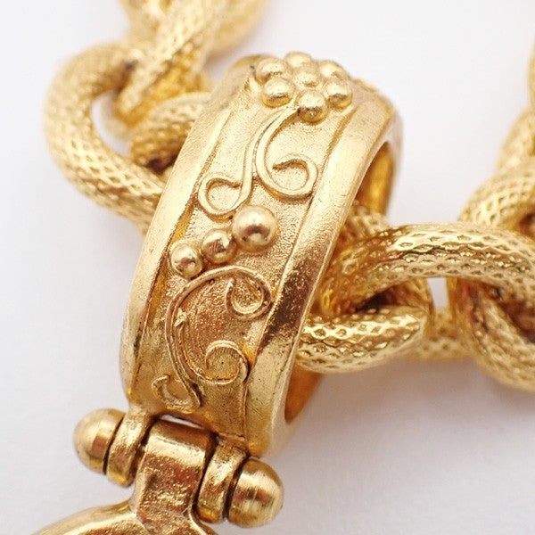 CHANEL CC Logos Chain Long Necklace Pendant 96A  Gold France Vintage 41RL486