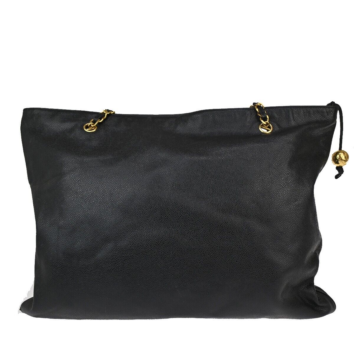 CHANEL CC Logo Chain Shoulder Tote Bag Caviar  Leather Black GHW Italy 683RJ715