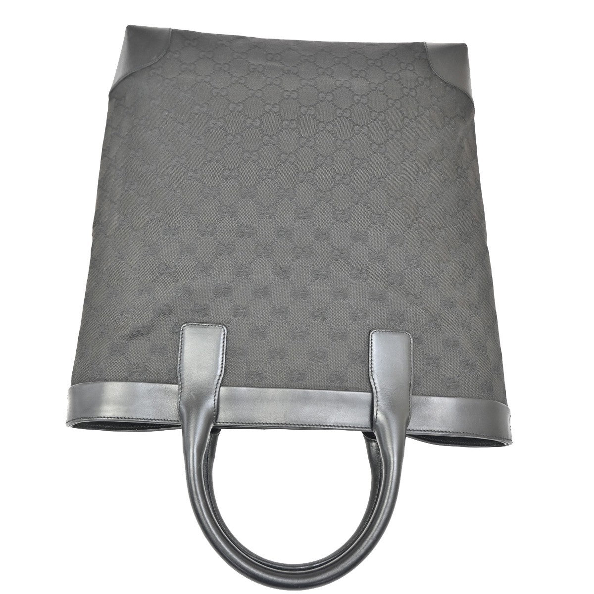 GUCCI GG Pattern Hand Tote Bag Leather canvas Black SHW Italy 67TA061