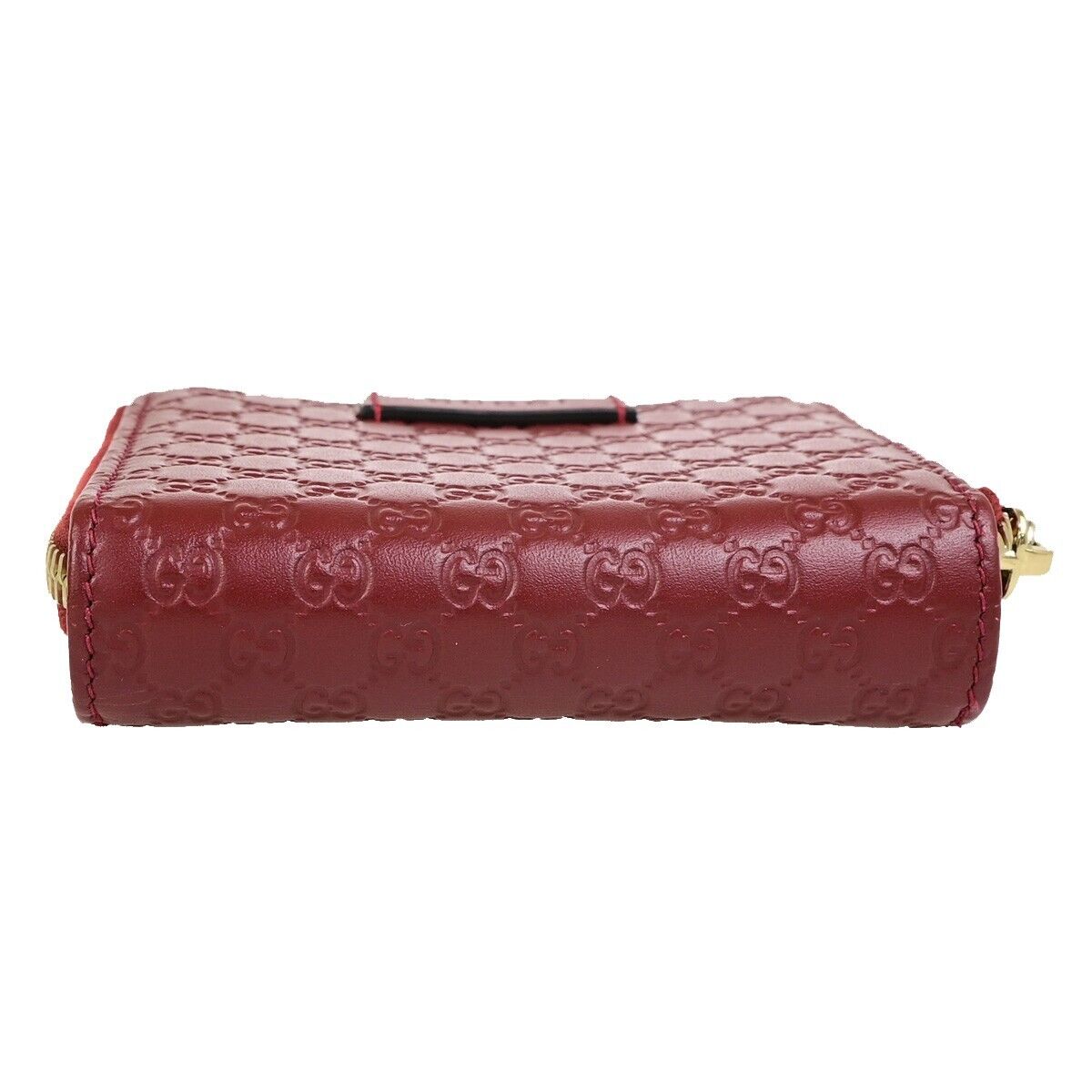 GUCCI Micro Guccissima GG Pattern Bifold Zipper Wallet Leather Red 34FB312