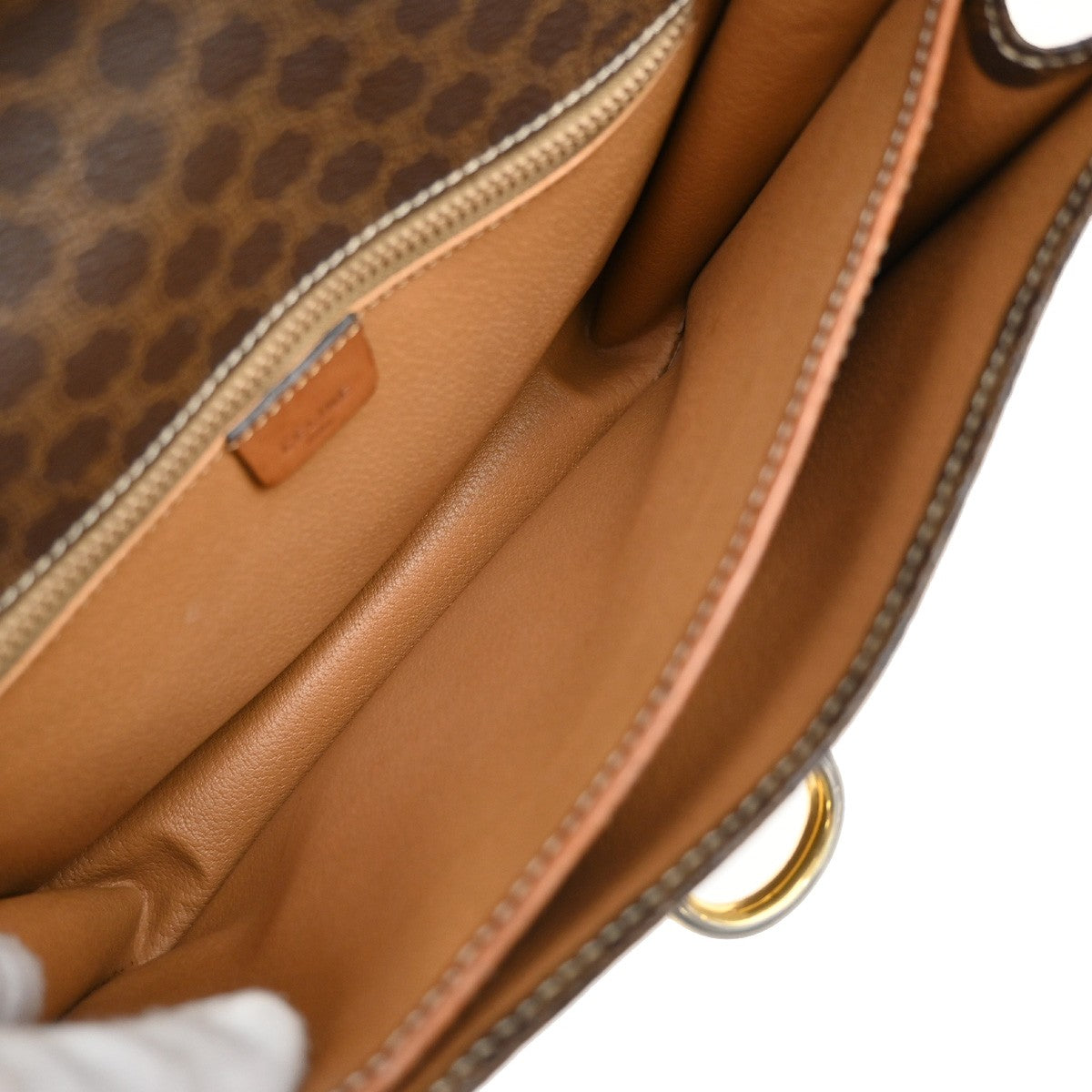 CELINE Logo Macadam Pattern Shoulder Bag PVC Leather Brown GHW 05YH782