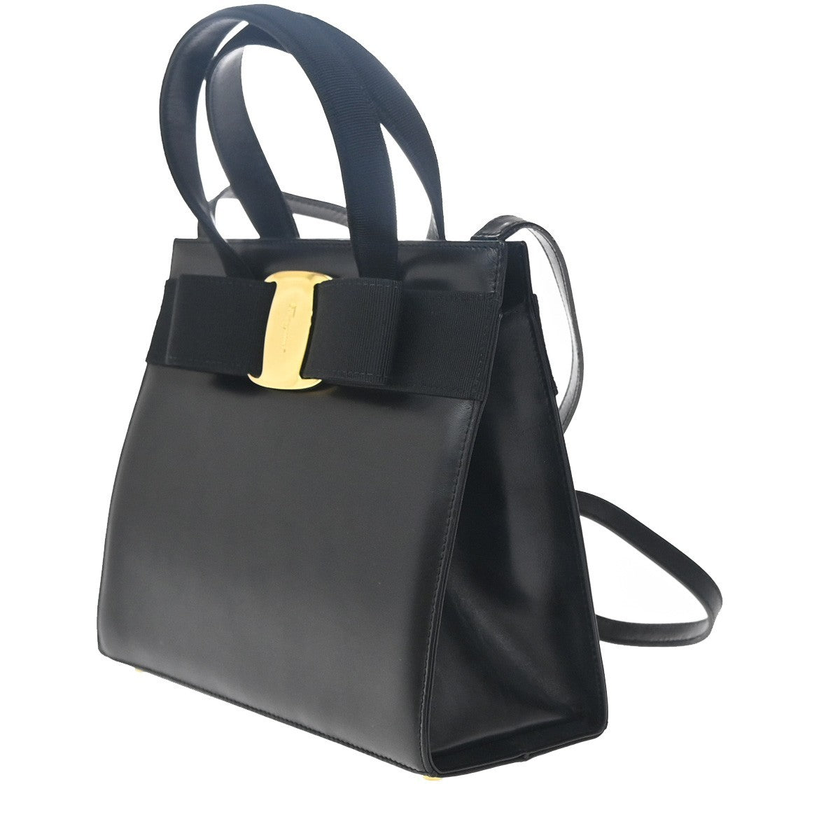 SALVATORE FERRAGAMO Logo Vara 2Way Shoulder Hand Bag Canvas Leather BK 86EF774