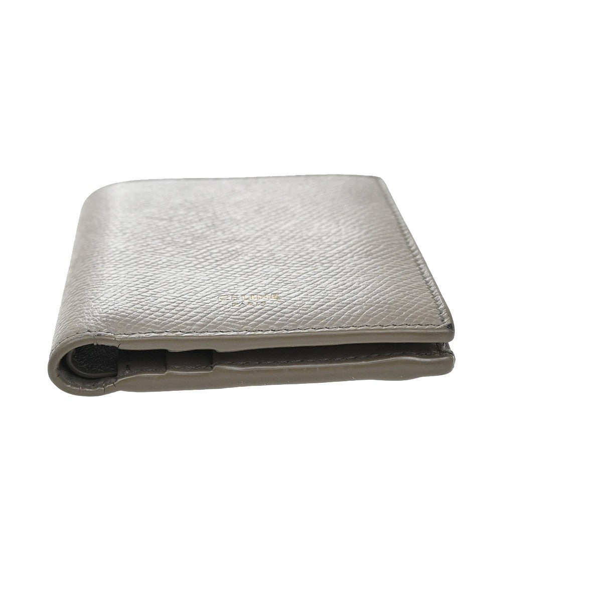 CELINE Logo Coin Case Compact Wallet Leather Beige Italy 60EF796