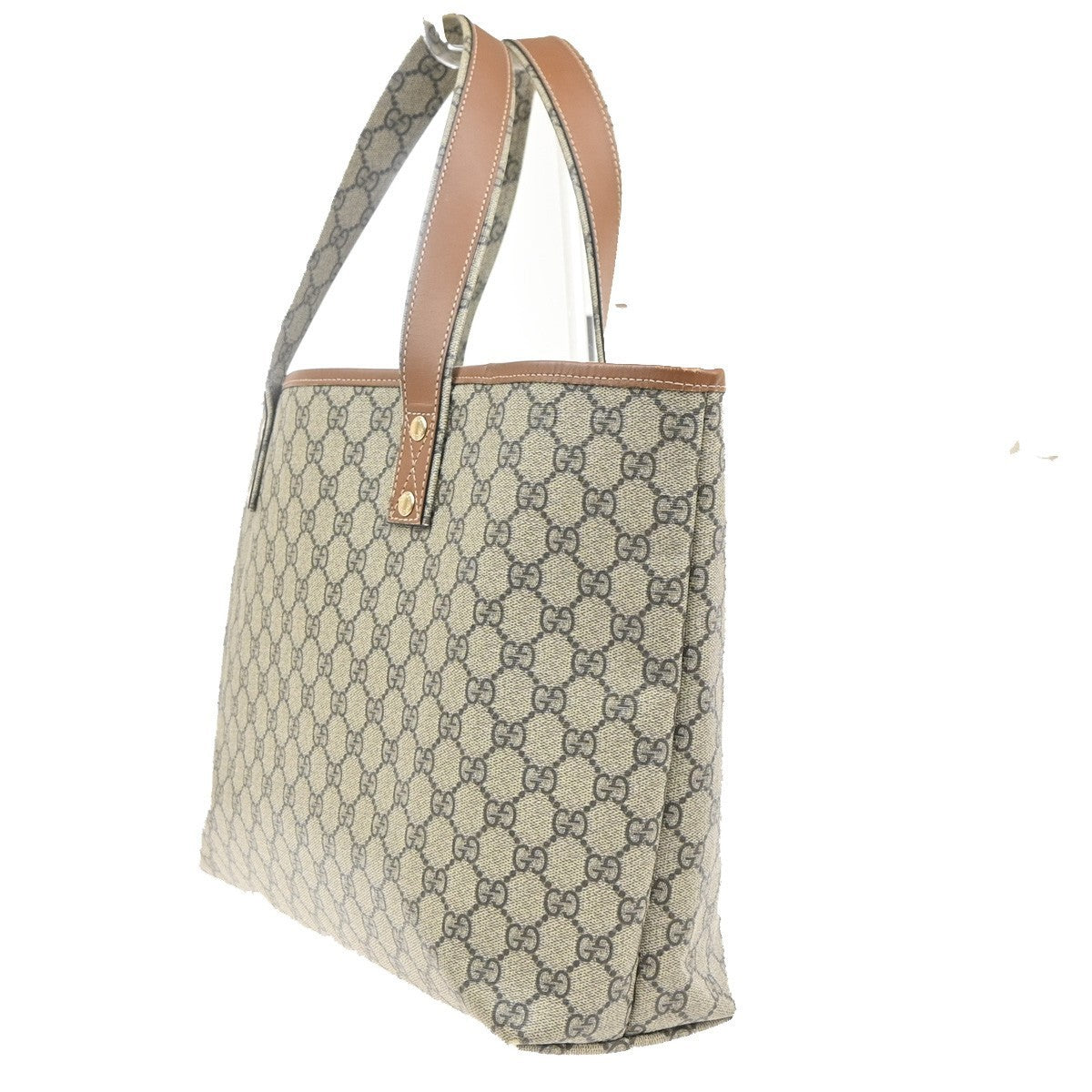 GUCCI Logo Sherry GG Pattern Hand Tote Bag PVC Leather Beige Italy 35KC867