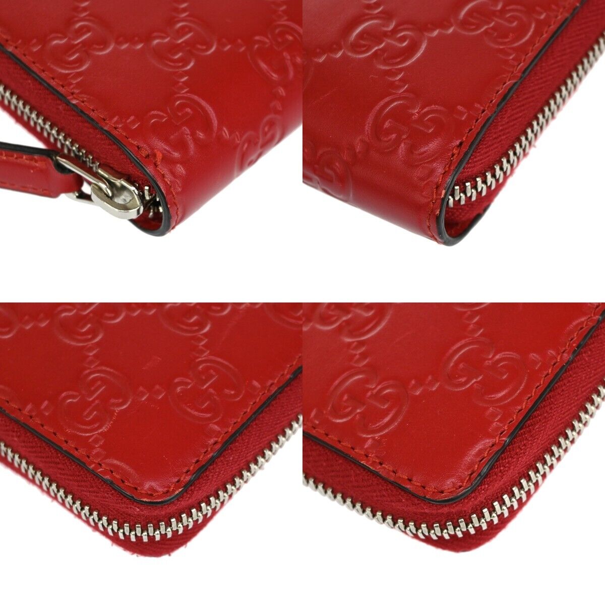 GUCCI Guccissima GG pattern Long Bifold Wallet Leather Red Italy 32GA976