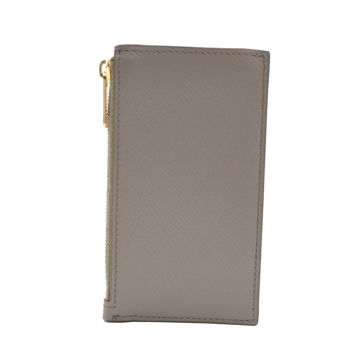 CELINE Logo Fragment Case Coin Zip Wallet Purse Leather Gray Gold Italy 36HB942