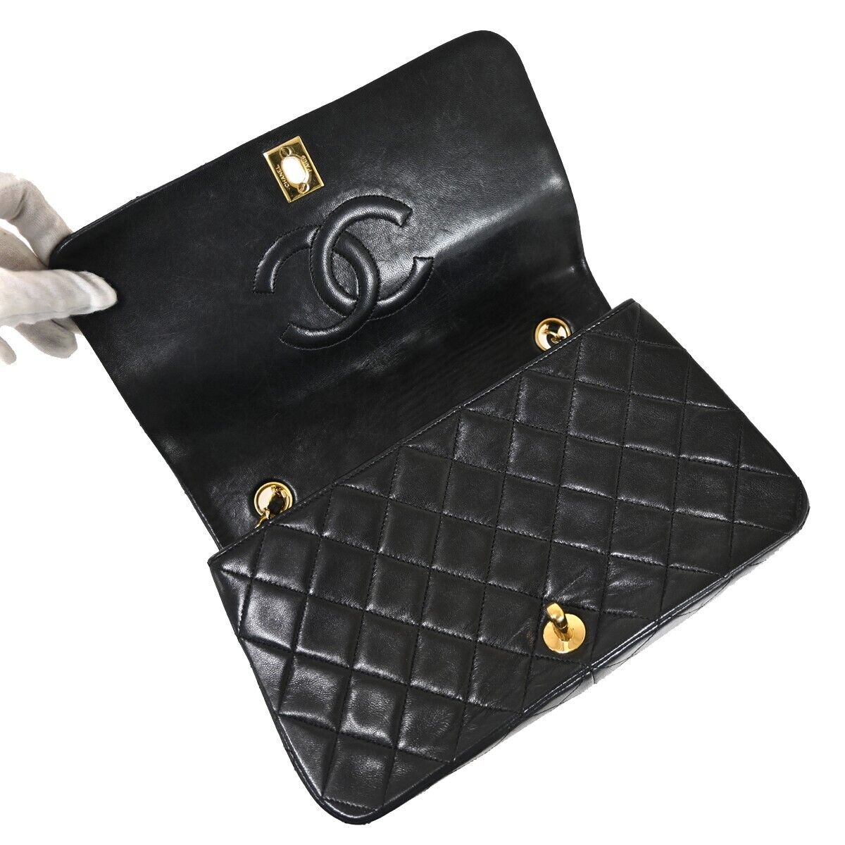 CHANEL CC Full Flap Matelasse 23 Chain Shoulder Bag Leather Black GHW 861RJ067