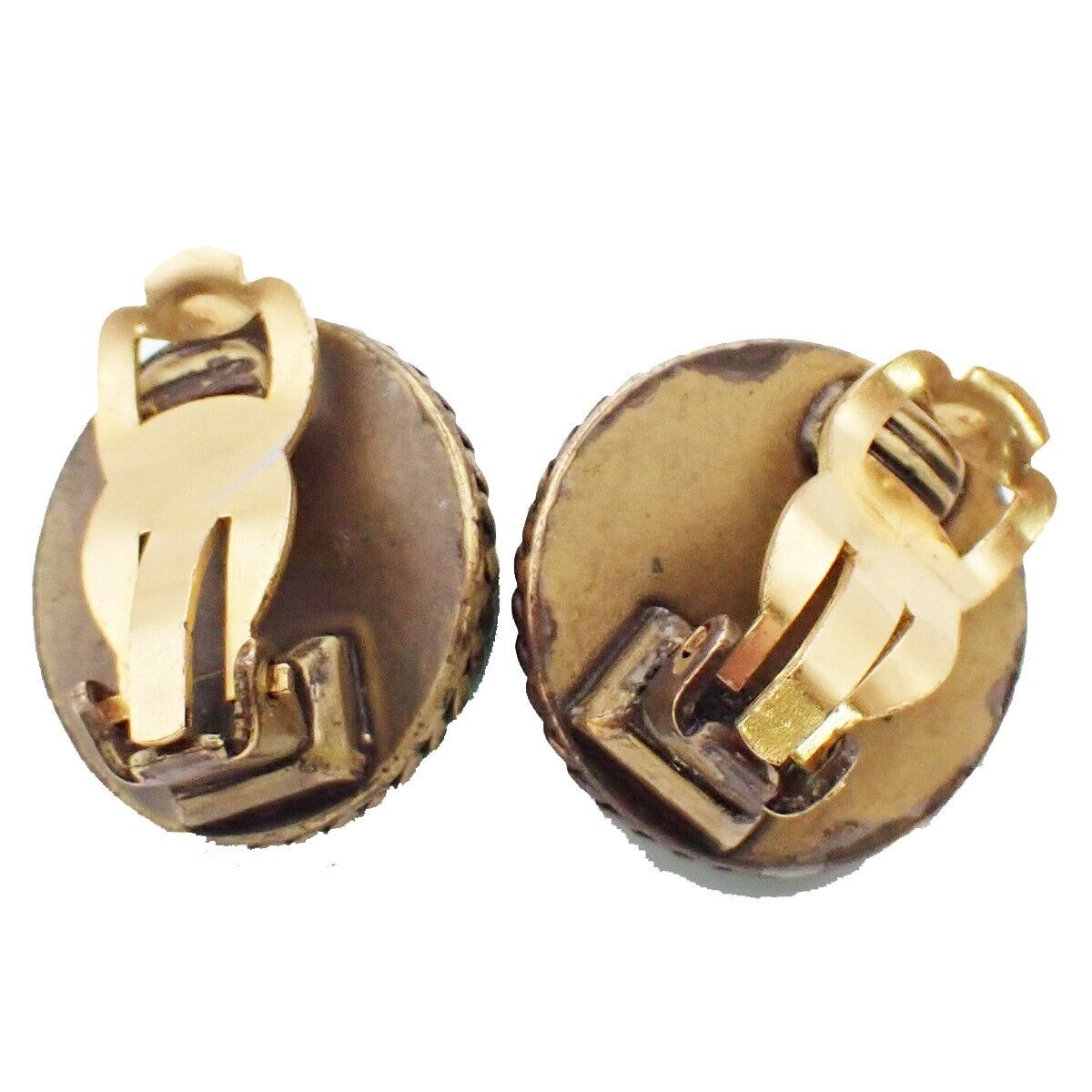 CHANEL CC Logo Color Stone Button Earrings Clip-On 00A Blue GHW 34YE515