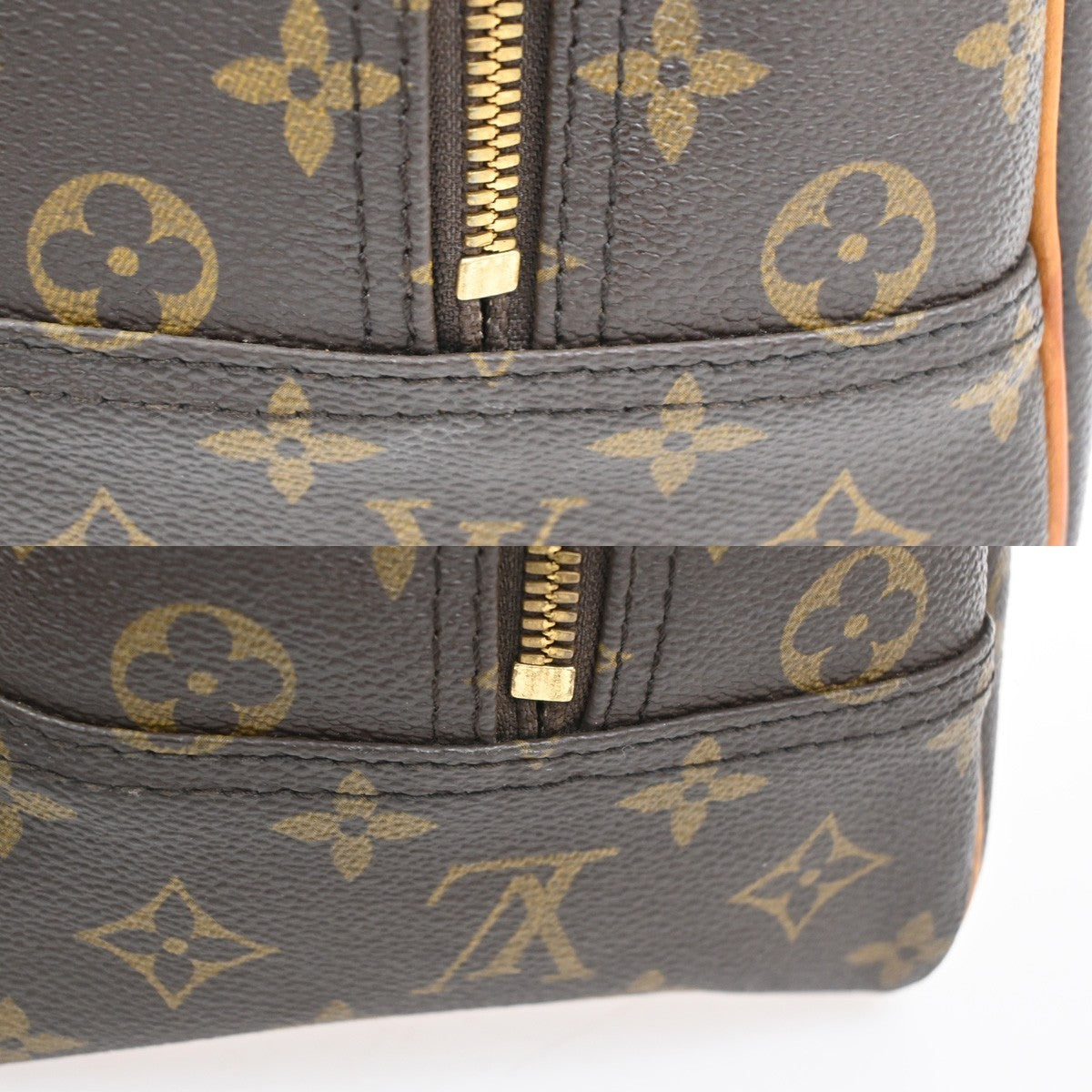 LOUIS VUITTON LV Logo Deauville Hand Bag Monogram Leather Brown M47270  80CA922