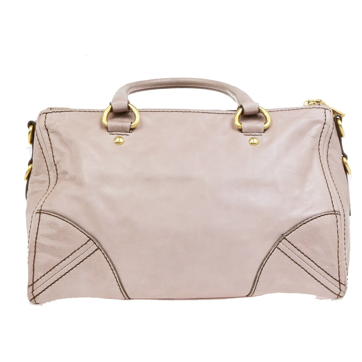 PRADA Logo Vitello Shine Shoulder Hand Bag Leather Pink Mughetto GHW 38YH125