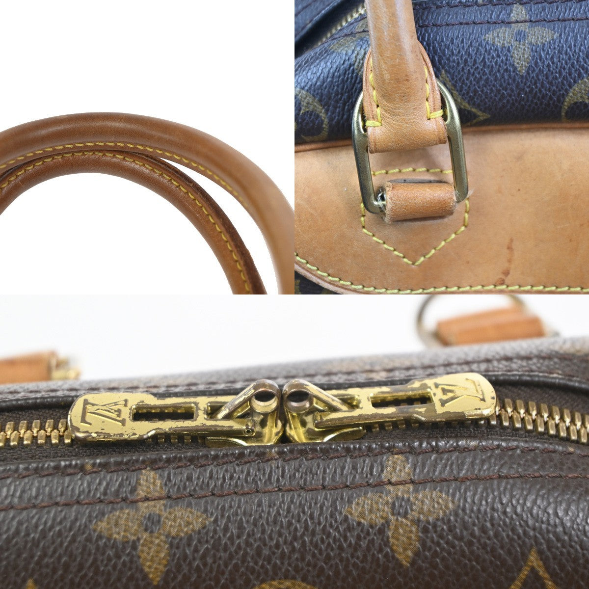 LOUIS VUITTON LV Logo Deauville Hand Bag Monogram Leather Brown M47270 80ZA313