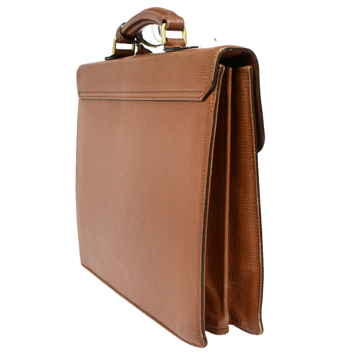 Burberrys Logo Business Briefcase Hand Bag Leather Brown 04YF619