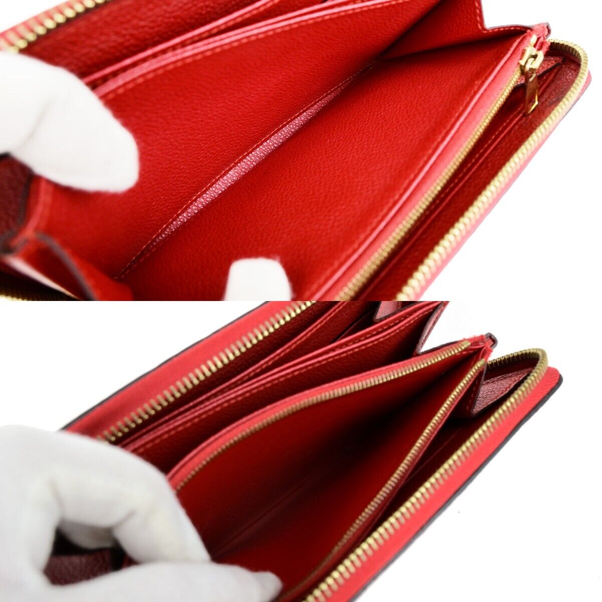 LOUIS VUITTON Clemence Long Bifold Wallet Monogram Empreinte Red M60169 79EC965