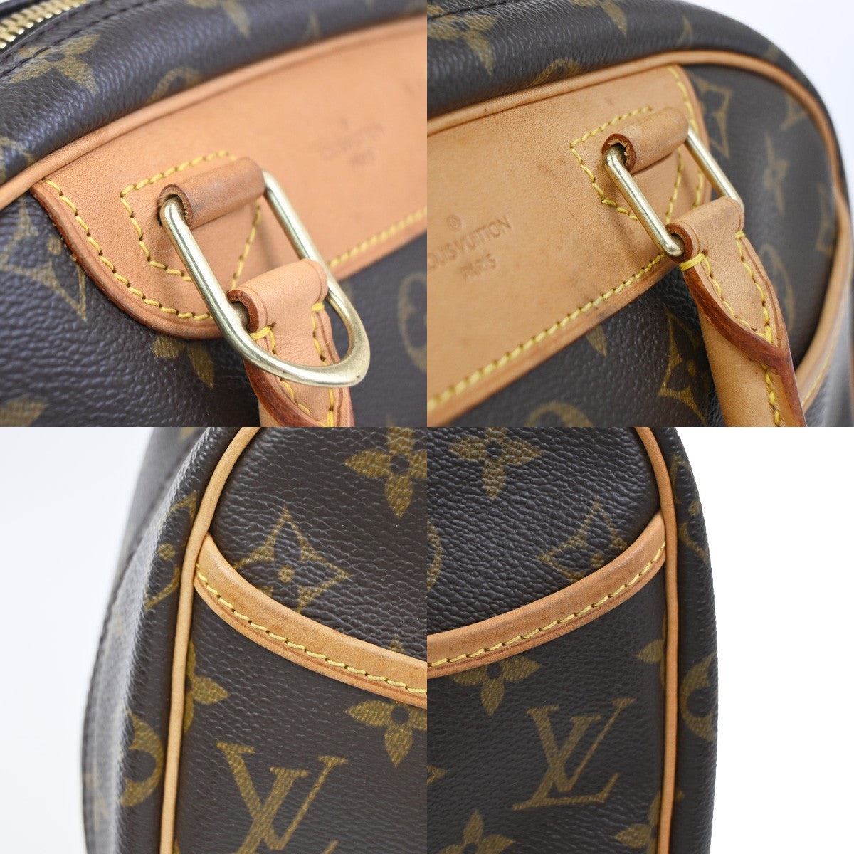 LOUIS VUITTON LV Logo Trouville Hand Bag Monogram Leather Brown M42228 93CA818