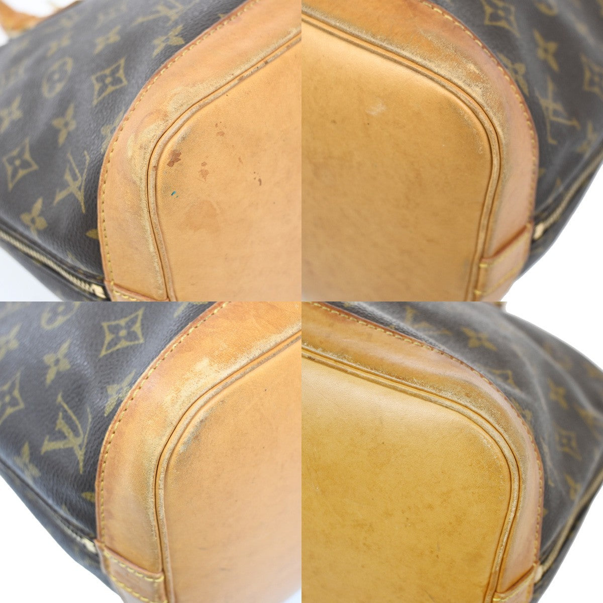 LOUIS VUITTON LV Logo Alma Hand Bag Monogram Leather Brown France M51130 34ZA049
