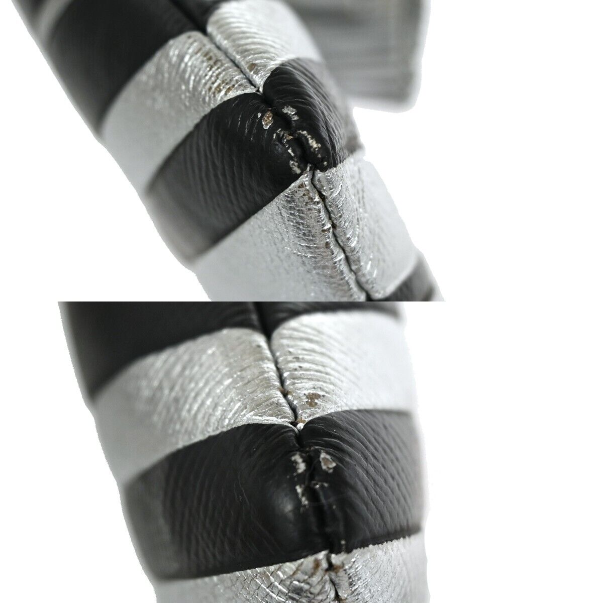 ANYA HINDMARCH Logo Fringe Tassel Clutch Hand Bag Leather Silver Black 69EA079