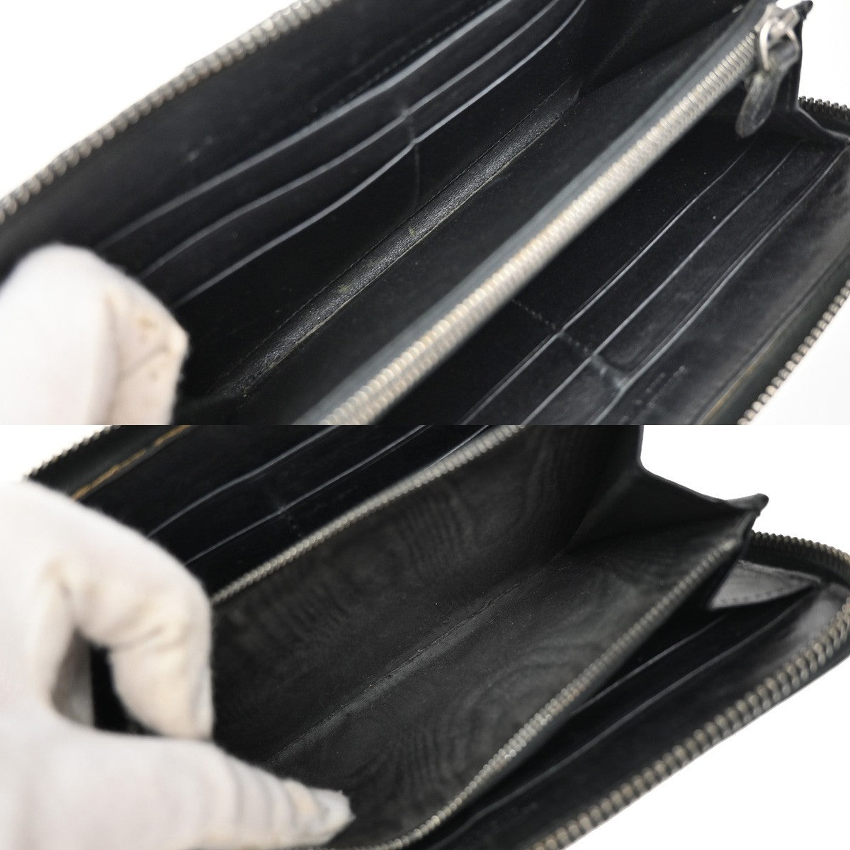 BOTTEGA VENETA Intrecciato Long Zipper Around Wallet Leather Black 67KP150