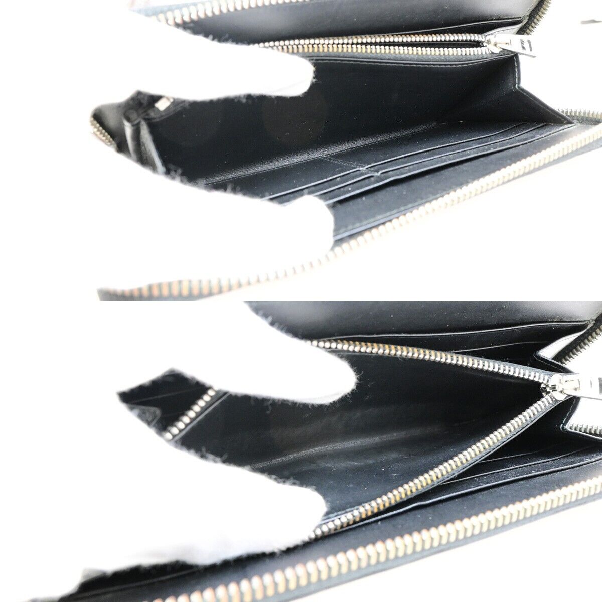 LOEWE Logo Anagram Long Zipper Wallet Embossed Leather Black Spain 69FB177