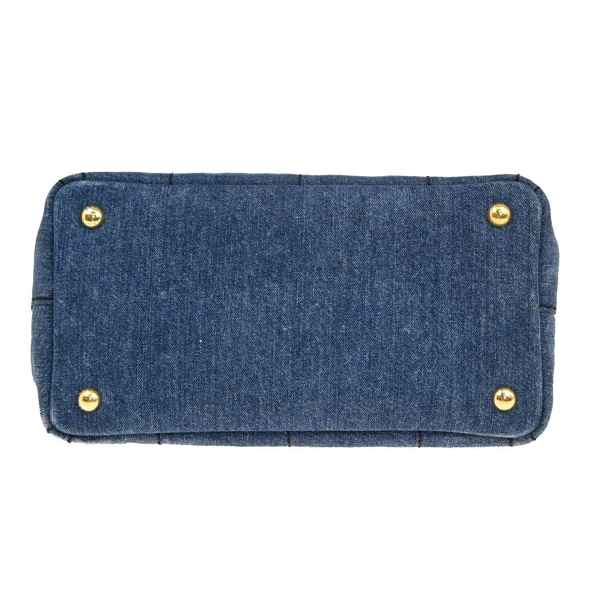PRADA Logo Canapa 2Way Shoulder Hand Tote Bag Denim Leather Blue GHW 84EE247