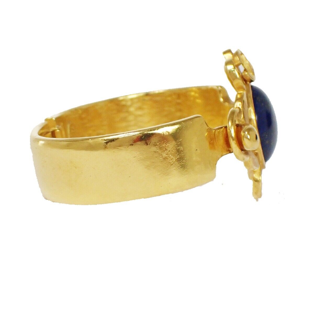 CHANEL CC Lapis Lazuli Bracelet Bangle 97P GHW Blue Accessory Vintage 28RH121