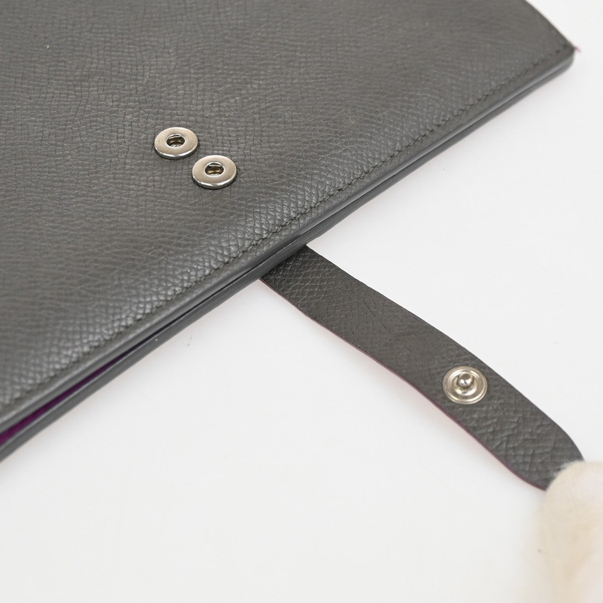 CELINE Logo Strap Bifold Long Wallet Purse Leather Pink Gray Italy SHW 02KD009