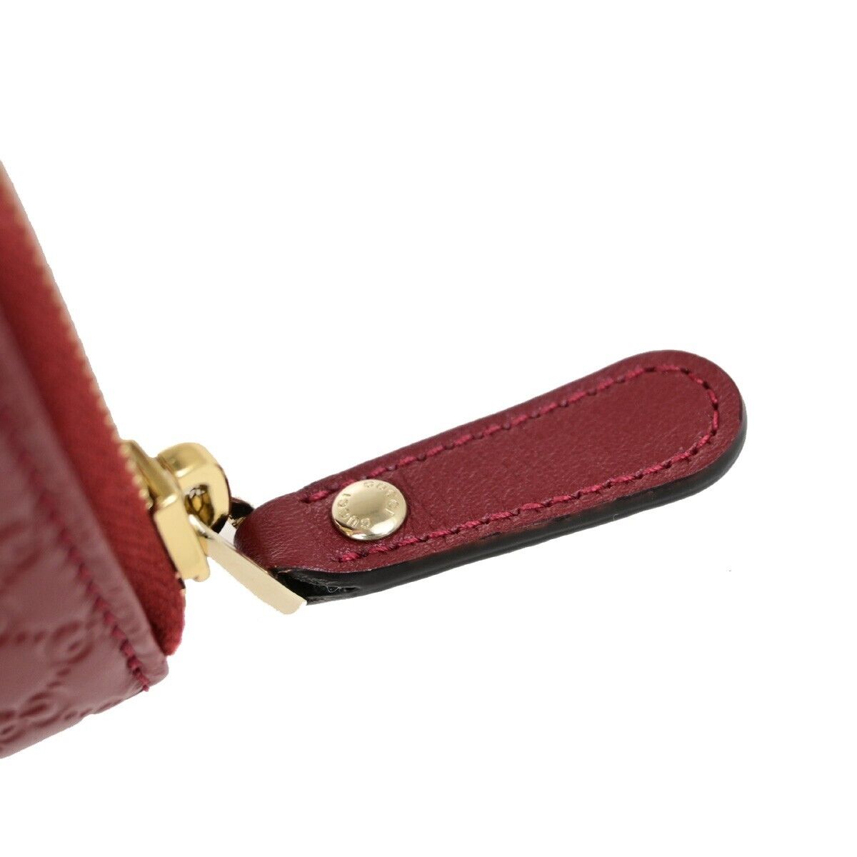 GUCCI Micro Guccissima GG Pattern Bifold Zipper Wallet Leather Red 34FB312