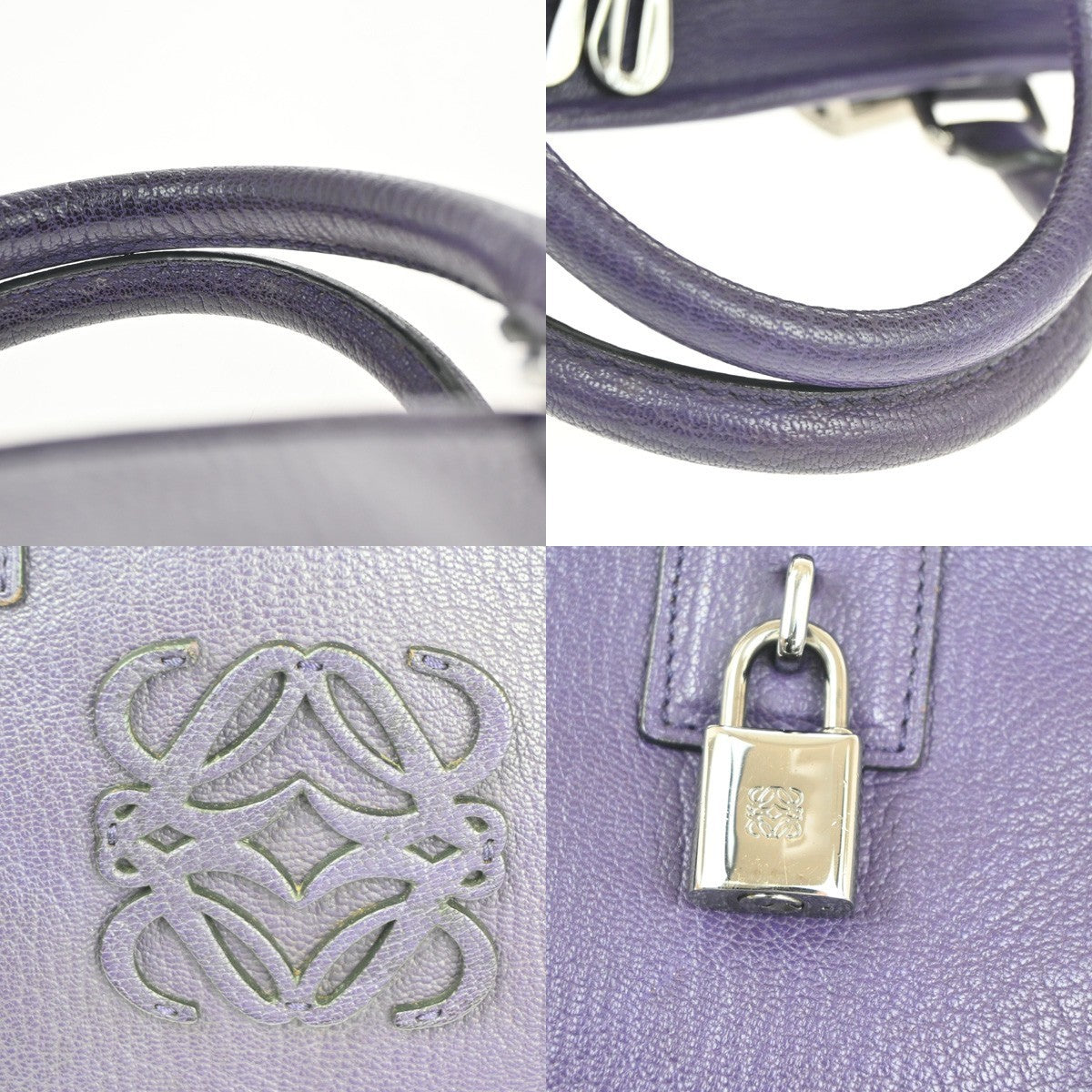 LOEWE Anagram logo Amazona 28 handbag suede Leather Purple Spain SHW 50RL795