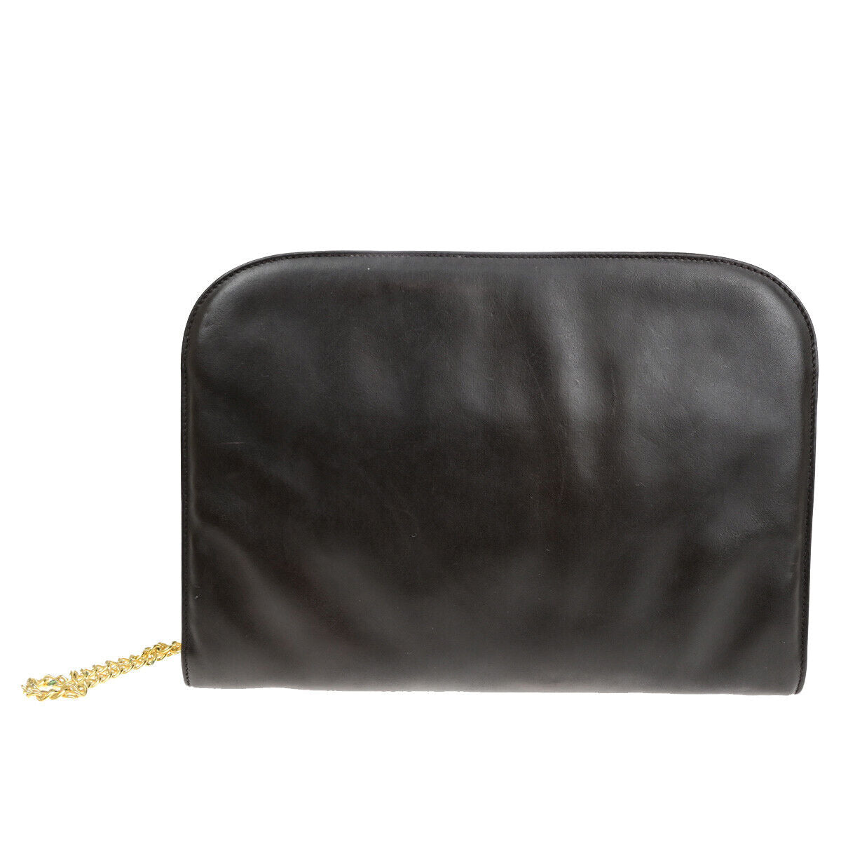 SALVATORE FERRAGAMO Gancini 2Way Chain Shoulder Clutch Bag Leather Brown 69YG017