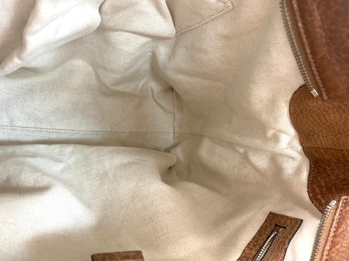 GUCCI Miss GG Hand Bag Pebbled Calfskin Leather Brown Beige SHW Italy 86ZA167