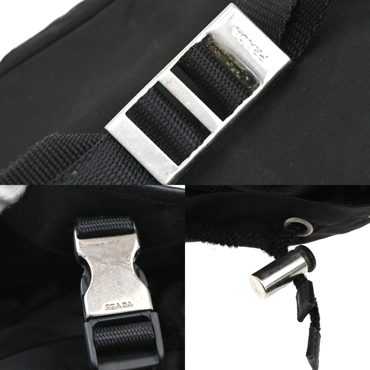 PRADA MILANO Logo Tessuto Drawstring Backpack Nylon Leather BK SHW Italy 62CA502