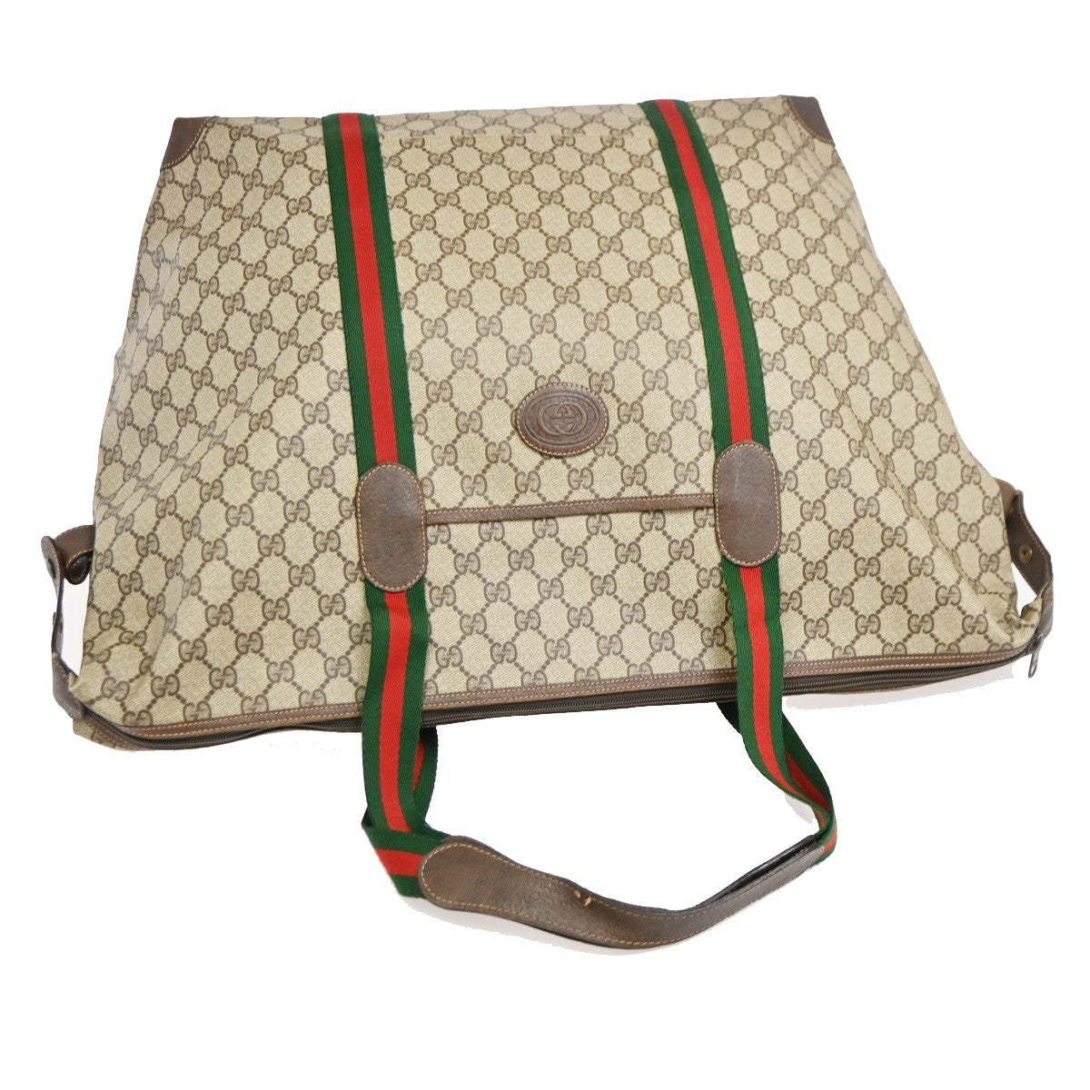 GUCCI Web Stripe Sherry GG Pattern Shoulder Bag PVC Leather Brown Italy 33TA685