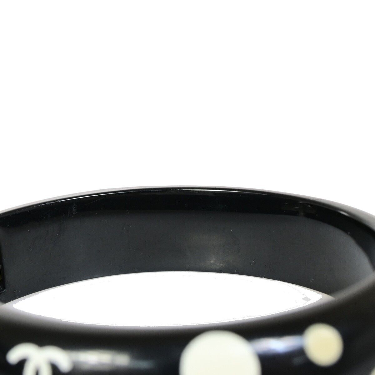 CHANEL CC Logo Dots Bangle Bracelet 05C Black France Accessory 62YF125